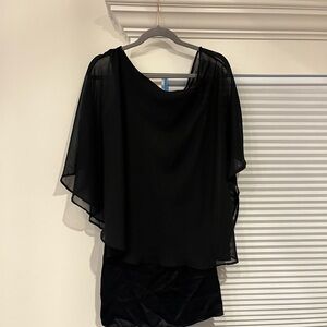 Brand new black mini dress from ASOS with sheer cape